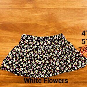 NWOT Isaac mizrahi Cute White Flowers Print Skort for 4T&5T -- Built in Shorts